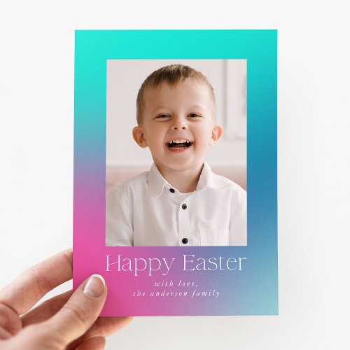 Multi_Color Gradient Easter Photo Holiday Card