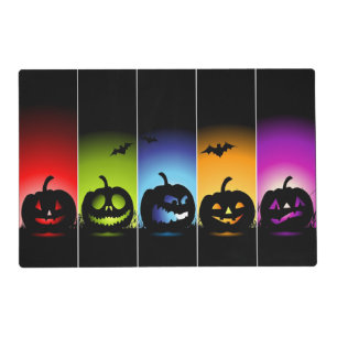 Multi-Color Halloween Pumpkin Laminated Placemats