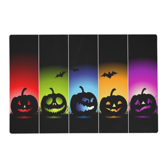 Multi-Color Halloween Pumpkin Laminated Placemats (Front)