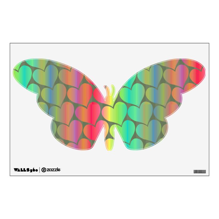 Multi color Heart Butterfly Wall Skin