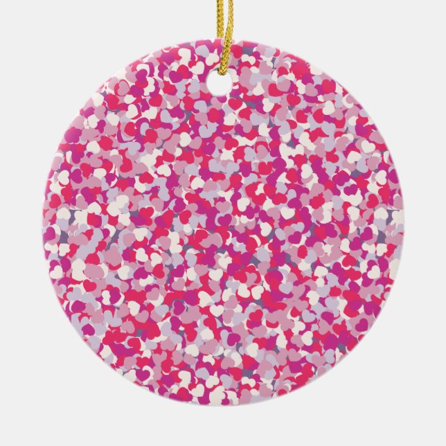 multi Color Heart Confetti2 Ceramic Ornament (Front)