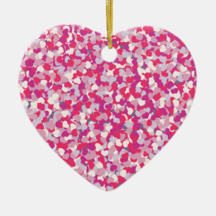 multi Color Heart Confetti2 Ceramic Ornament