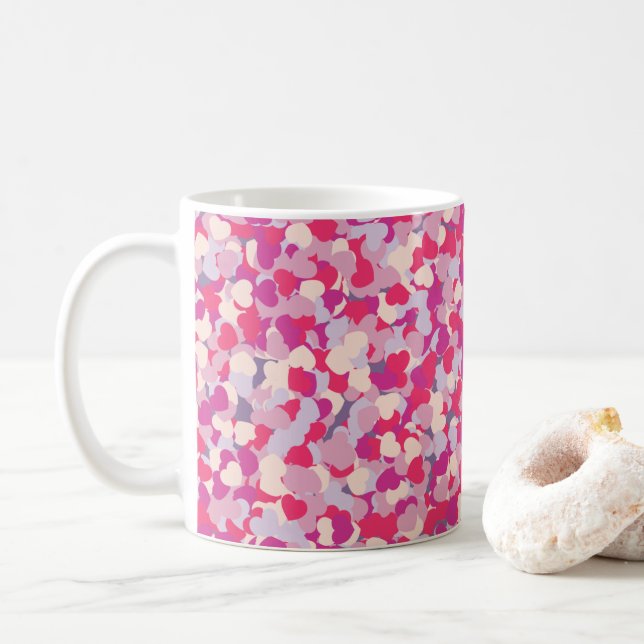 multi Color Heart Confetti2 Coffee Mug (With Donut)