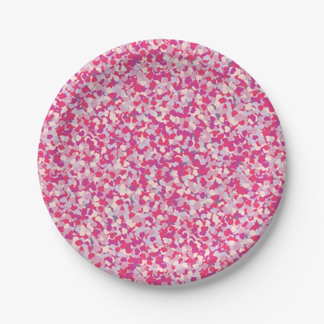 multi Color Heart Confetti2 Paper Plates (Front)