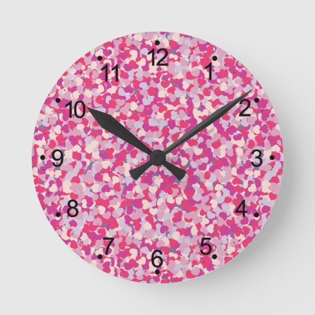 multi Color Heart Confetti2 Round Clock (Front)