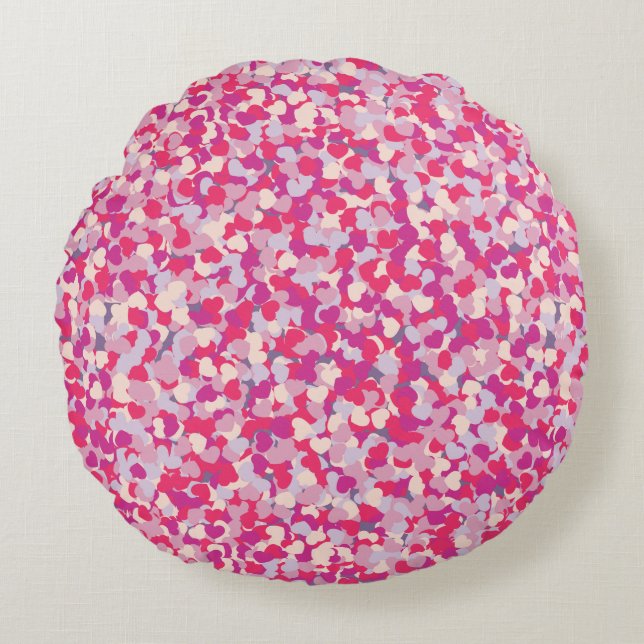 multi Color Heart Confetti2 Round Pillow (Front)