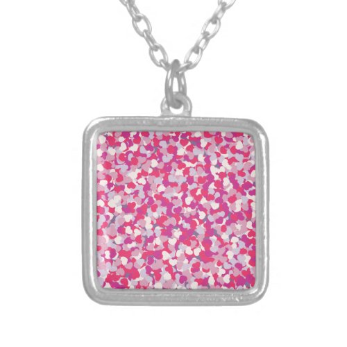 multi Color Heart Confetti2 Silver Plated Necklace