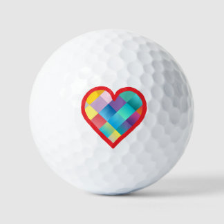 Multi Color Heart Design Golf Balls