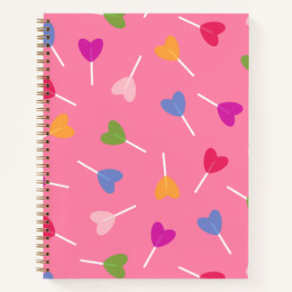 Multi-Color Heart Lollipops Spiral Notebook