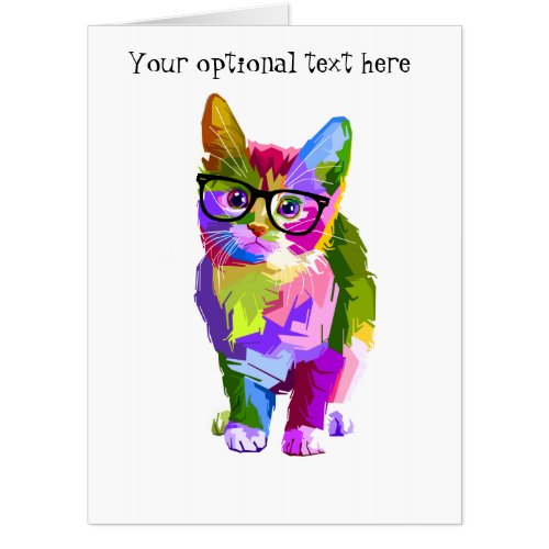 Multi Color Hipster Cat Lover Card