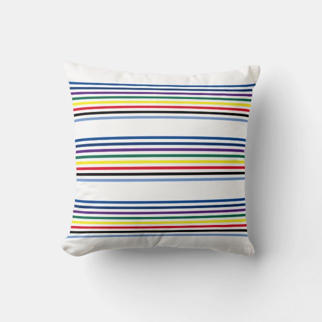 Multi-Color Horizontal Stripes Colorful Throw Pillow (Front)