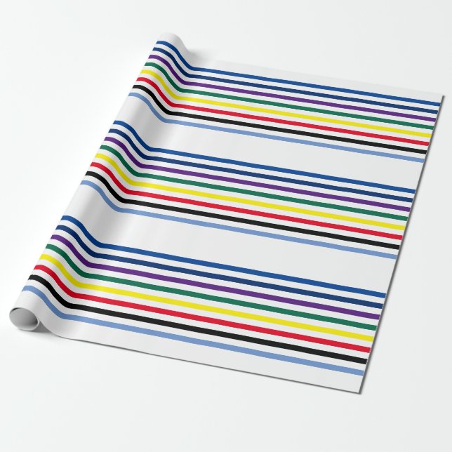 Multi-Color Horizontal Stripes Colorful Wrapping Paper (Unrolled)
