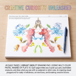 Multi Color Inkblot Drawing Prompt Sketchbook Plat Notepad