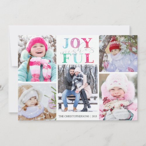 Multi_Color Joyful Wishes Five Photos Holiday Card