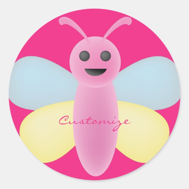 Multi-color Kawaii Bee Thunder_Cove Classic Round Sticker (Front)