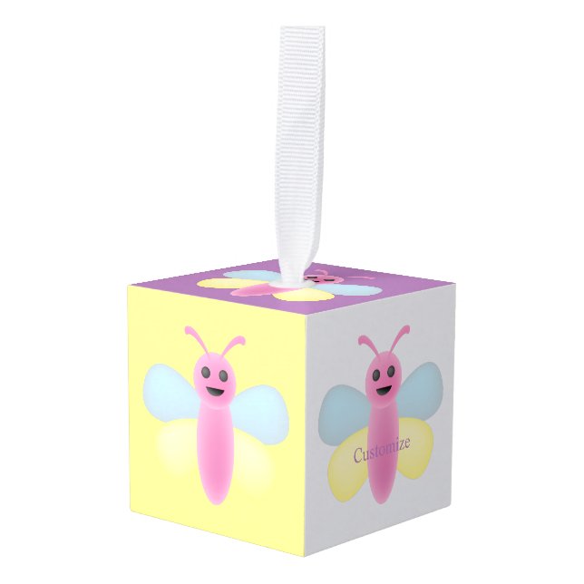 Multi-color Kawaii Bee Thunder_Cove Cube Ornament (Front Angled)
