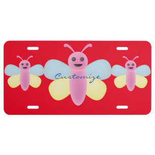 Multi-color Kawaii Bee Thunder_Cove License Plate