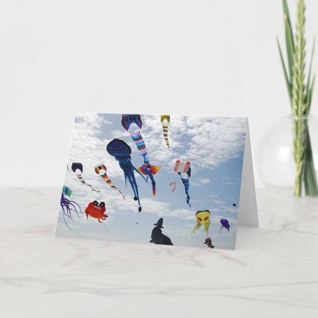 Multi Color Kites Painting the sky Card (Front)