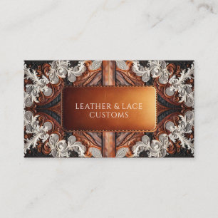Multi Color Leather & Elegant Lace Rustic Customs Business Card