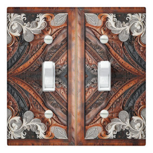 Multi Color Leather & Elegant Lace Rustic Light Switch Cover