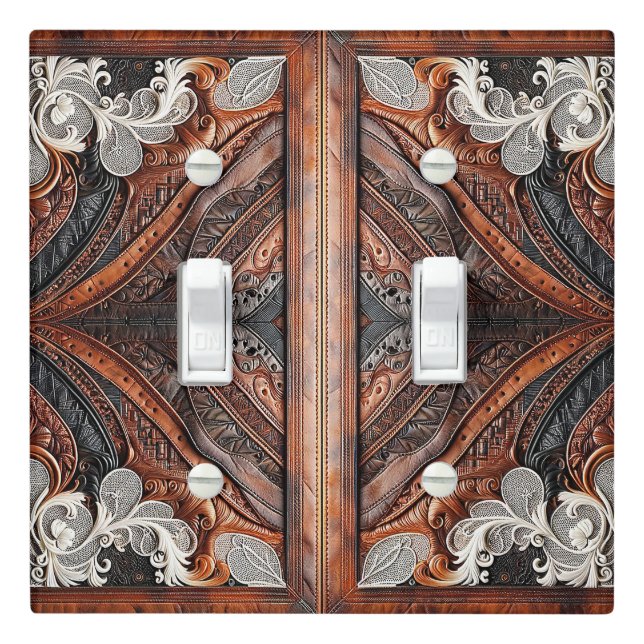 Multi Color Leather & Elegant Lace Rustic  Light Switch Cover (In Situ)