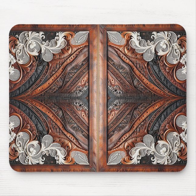 Multi Color Leather & Elegant Lace Rustic  Mouse Pad (Front)