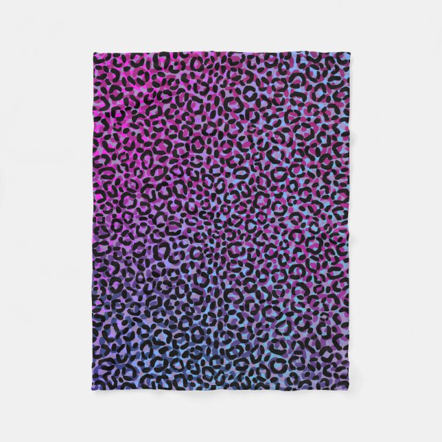 Multi Color Leopard Print Pattern Fleece Blanket (Front)