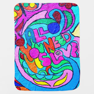 multi-color love baby blanket