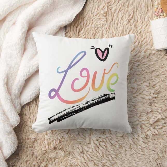 Multi-Color Love Throw Pillow (Blanket)
