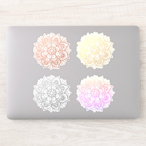 Multi Color Mandala Flowers Set of 4 Sticker