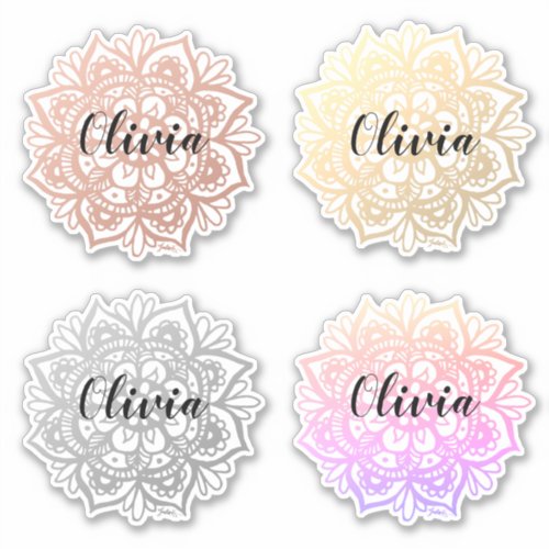 Multi Color Mandala Name Sticker