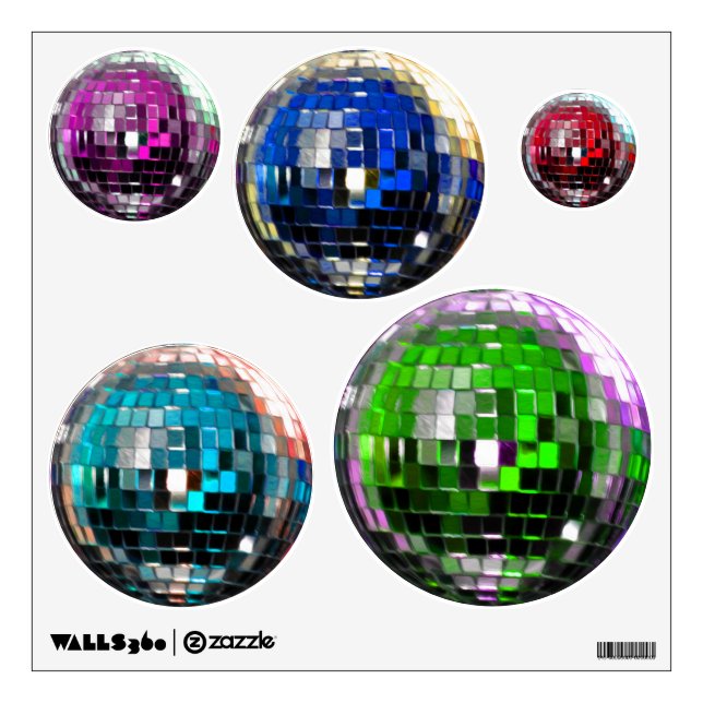 Multi Color Metallic Disco Balls Wall Decal (Front)