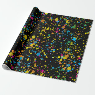 Multi-Color Mini Paint Splatter Confetti Blast Wrapping Paper