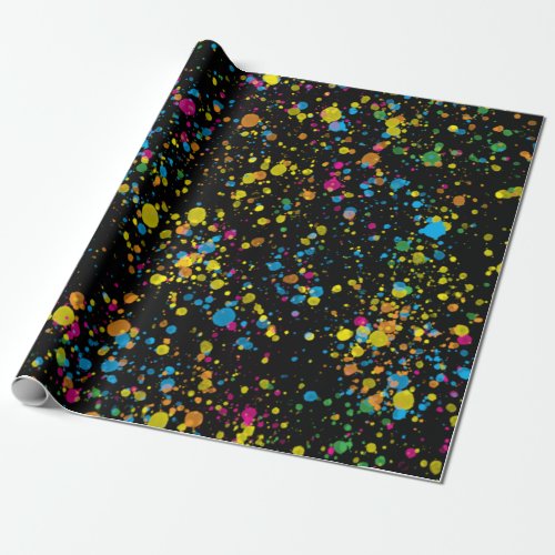 Multi_Color Mini Paint Splatter Confetti Blast Wrapping Paper