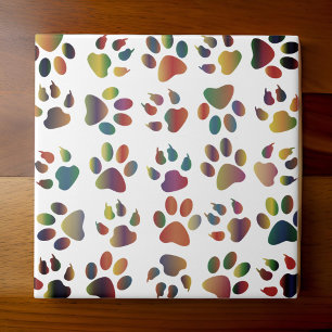 Multi-Color Mix Paws Dog Tile