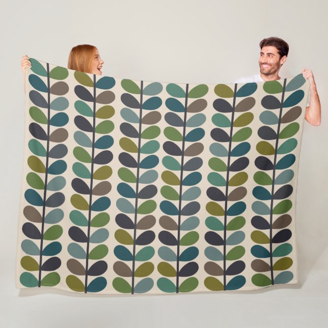 Multi-Color Modern multi stem kingfischer Fleece Blanket (In Situ)