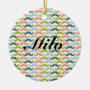 Multi-color Mustache Personalized Ornament