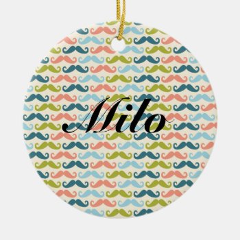 Multi-color Mustache Personalized Ornament by BellaMommyDesigns at Zazzle