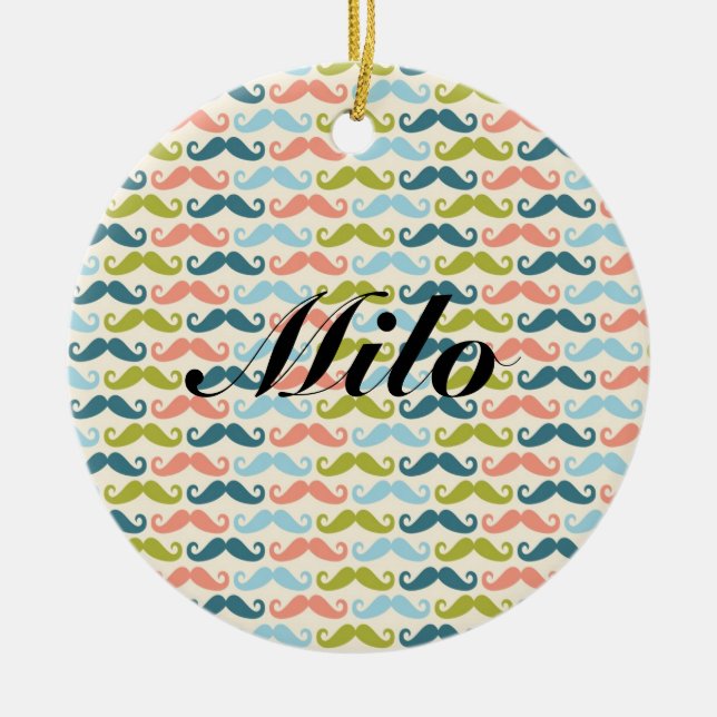 Multi-color Mustache Personalized Ornament (Front)