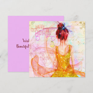 Multi Color Mystical Girl Happy Birthday Card