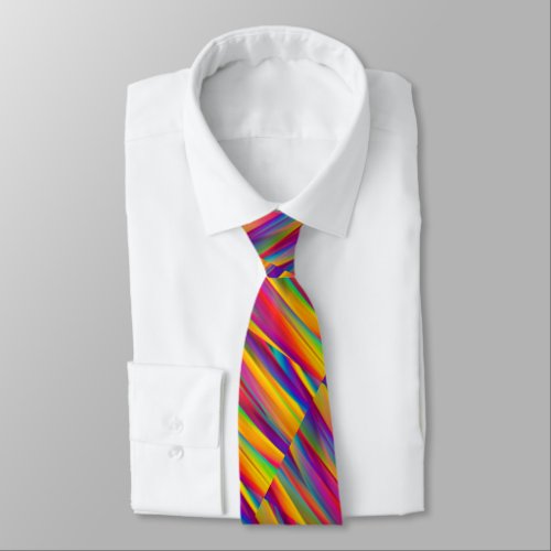 Multi Color Neon  Stripe Blocks Necktie