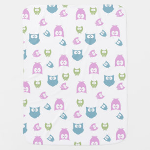 Multi Color Owl Unisex Stroller Blanket