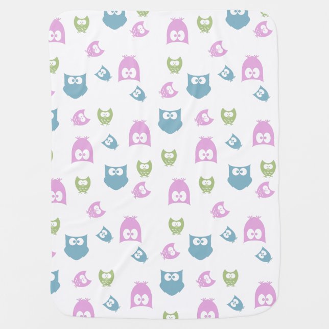 Multi Color Owl Unisex Stroller Blanket (Front)