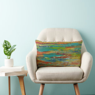 Multi Color Painted Abstract Design Lumbar Pillow