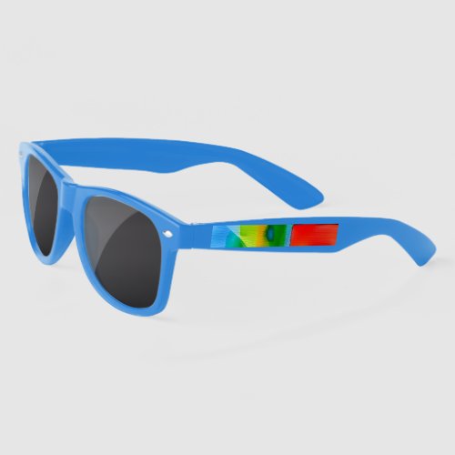 Multi Color Painted Square Shapes Pattern Sunglasses