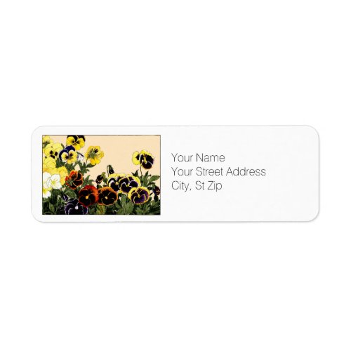 Multi_color Pansies Botanical Art  Return Address Label