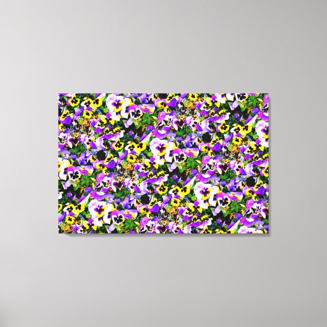 multi-color pansies wrapped canvas print (Front)