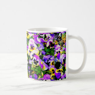 multi-color pansy flowers coffee mug