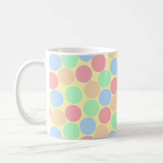 Multi-Color Pastel Dots Pattern Coffee Mug (Left)