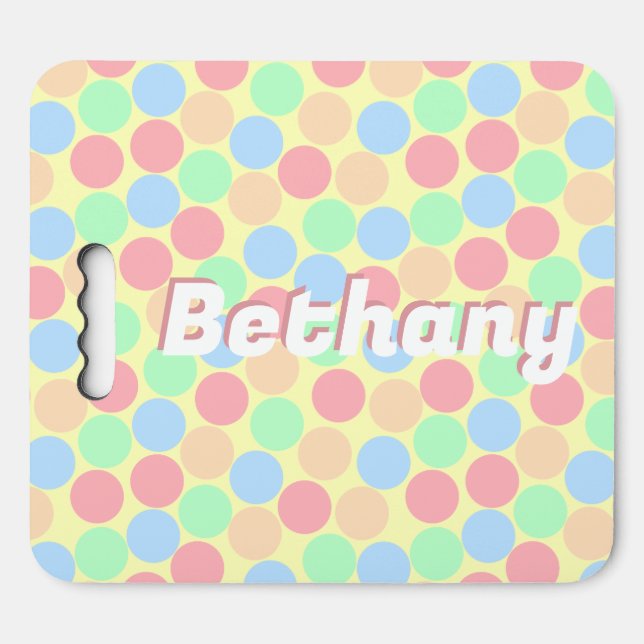 Multi-Color Pastel Dots Pattern Personalised Seat Cushion (Front Horizontal)